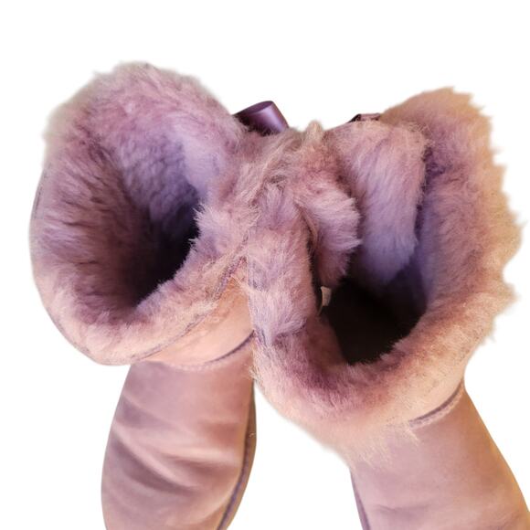 UGG Women’s Size 5 Mini Bailey Bow II Elderberry Comfort Boots Sheep Skin - Picture 6 of 14